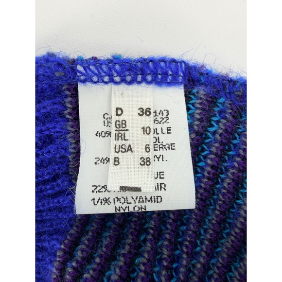 Vintage Marz Munchen West Germany Blue Kid Mohair Wool Abstract Sweater Womens 6 - Picture 4 of 4